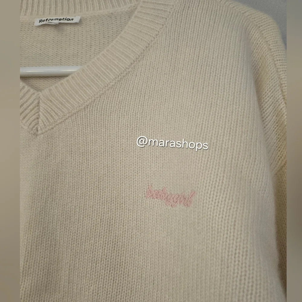 Reformation Harley Cashmere Embroidered Sweater